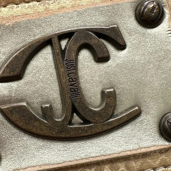 JUST CAVALLI Gold Stud Embellished Jeans Dark Wash Statement Slim Leg Jeans, 28 - Picture 10 of 16